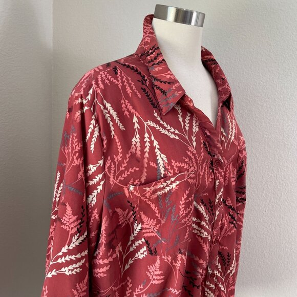 Catherines Womens Plus 2X 22/24W Button Up Shirt 3/4 Sleeve Blouse Top - Picture 2 of 7